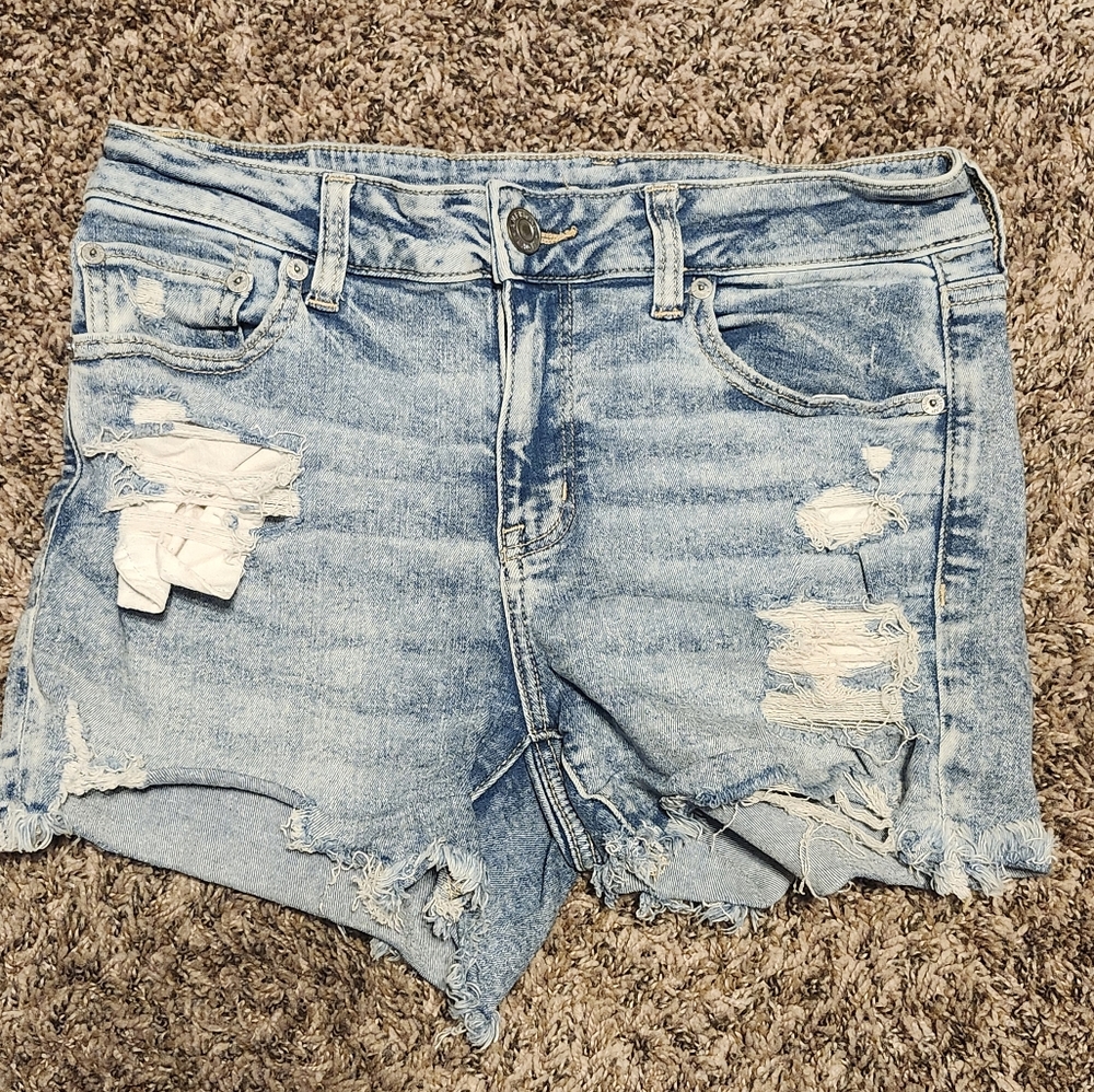 American Eagle, Distressed Denim Women's Shorts, Size 10, Midi
